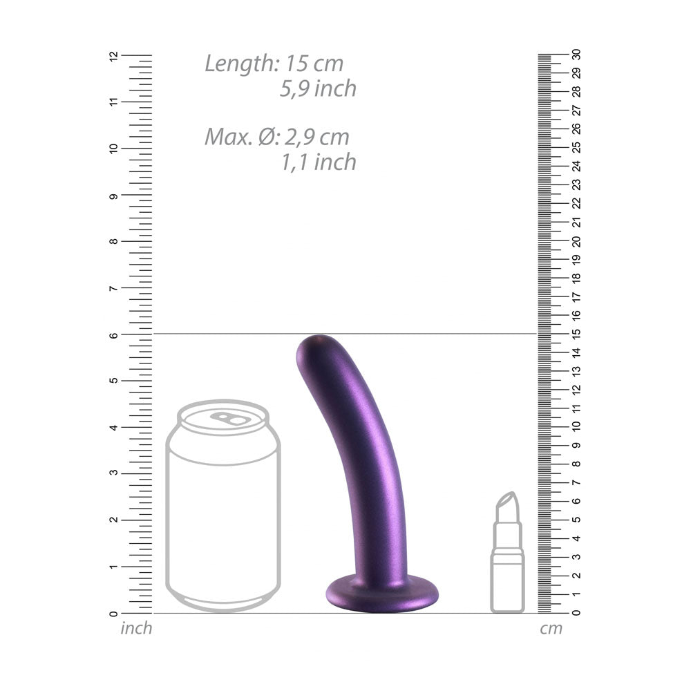 Ouch! Smooth Silicone G Spot Dildo 6'' / 14.5 Cm Metallic Purple 14.5 Cm Dildo