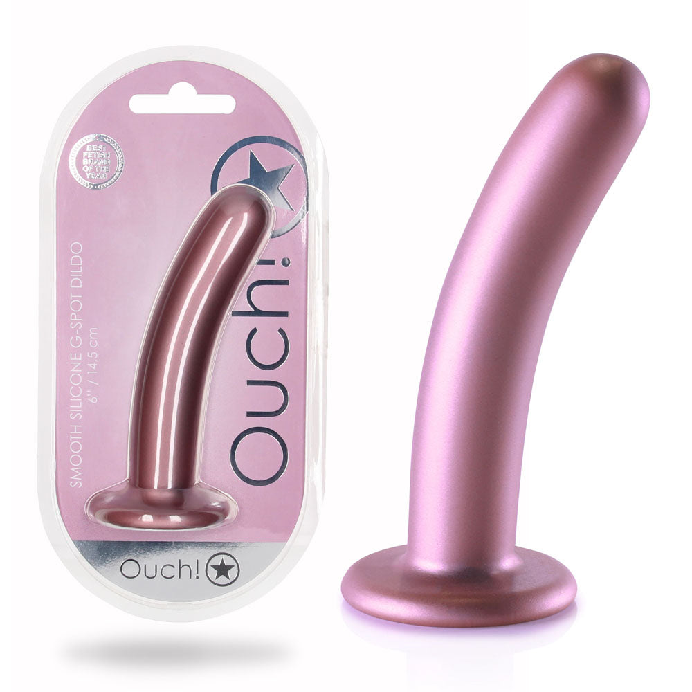 Ouch! Smooth Silicone G Spot Dildo 6'' / 14.5 Cm Rose Gold 14.5 Cm Dildo