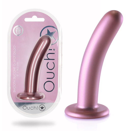 Ouch! Smooth Silicone G Spot Dildo 6'' / 14.5 Cm Rose Gold 14.5 Cm Dildo