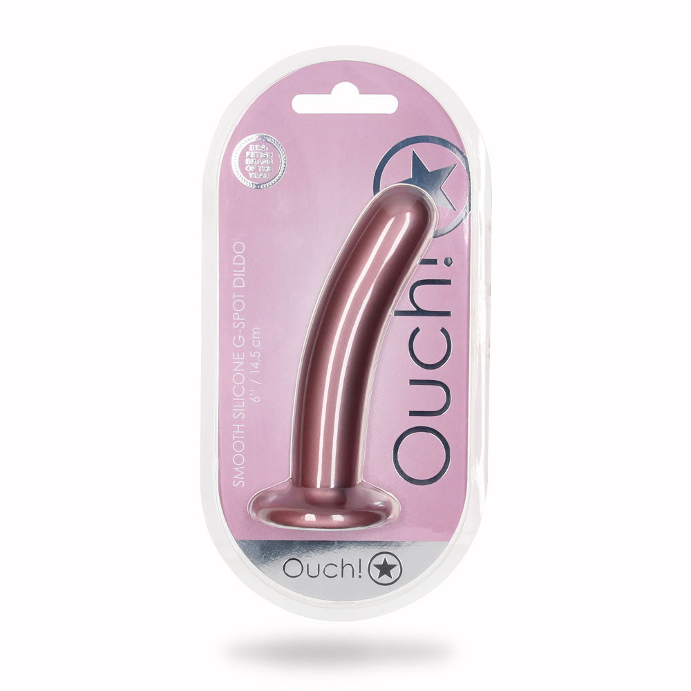 Ouch! Smooth Silicone G Spot Dildo 6'' / 14.5 Cm Rose Gold 14.5 Cm Dildo