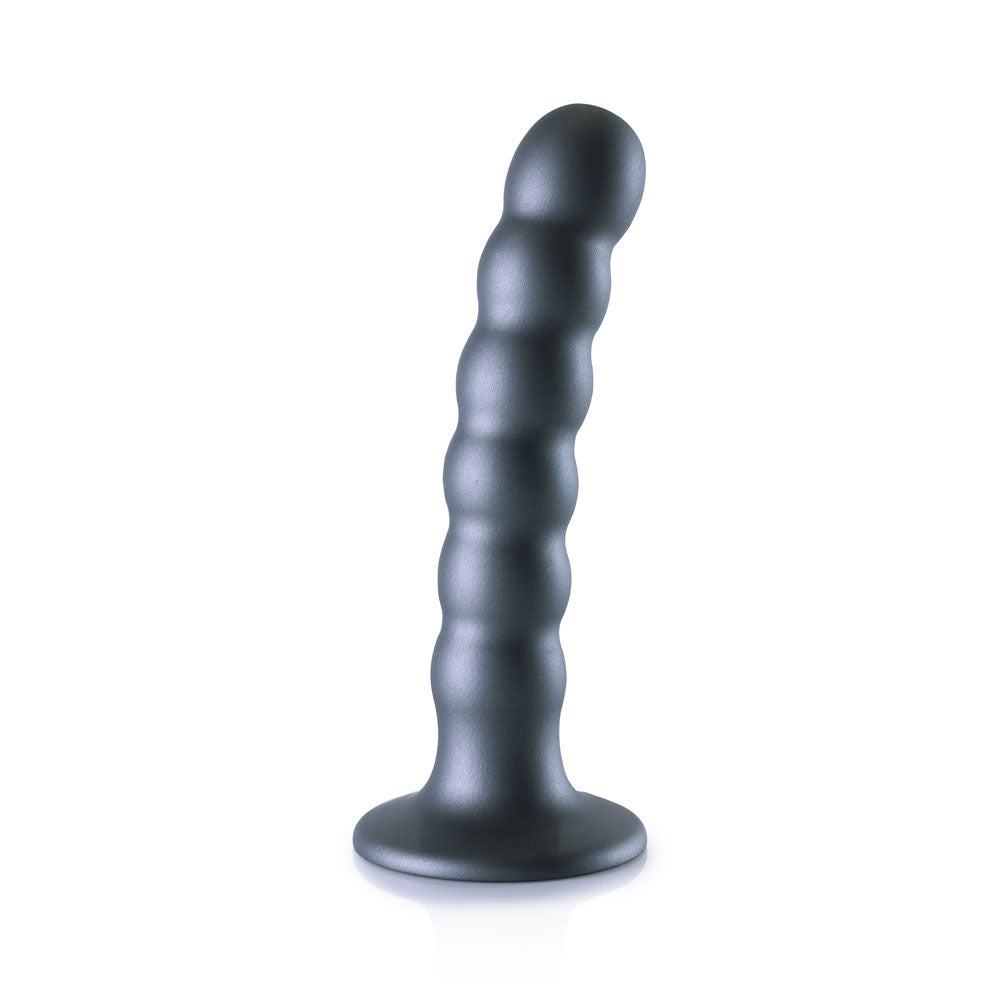 Ouch! Beaded Silicone G Spot Dildo 5'' / 13cm Gunmetal 13 Cm Dildo