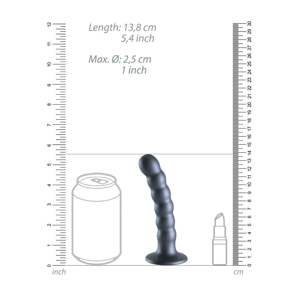 Ouch! Beaded Silicone G Spot Dildo 5'' / 13cm Gunmetal 13 Cm Dildo