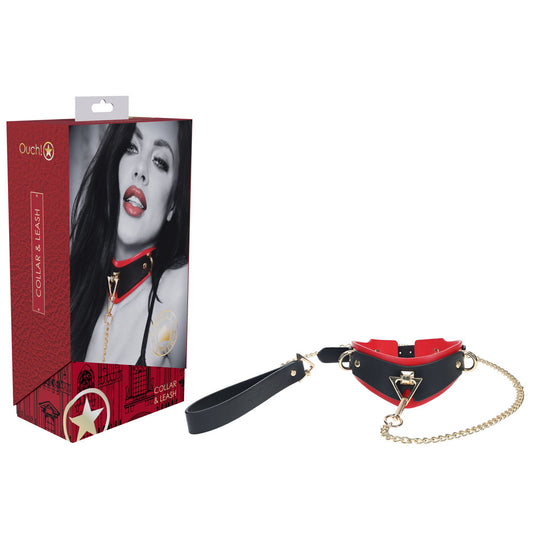 Ouch! Milan Collection Collar With Leash Black/Red Restraint