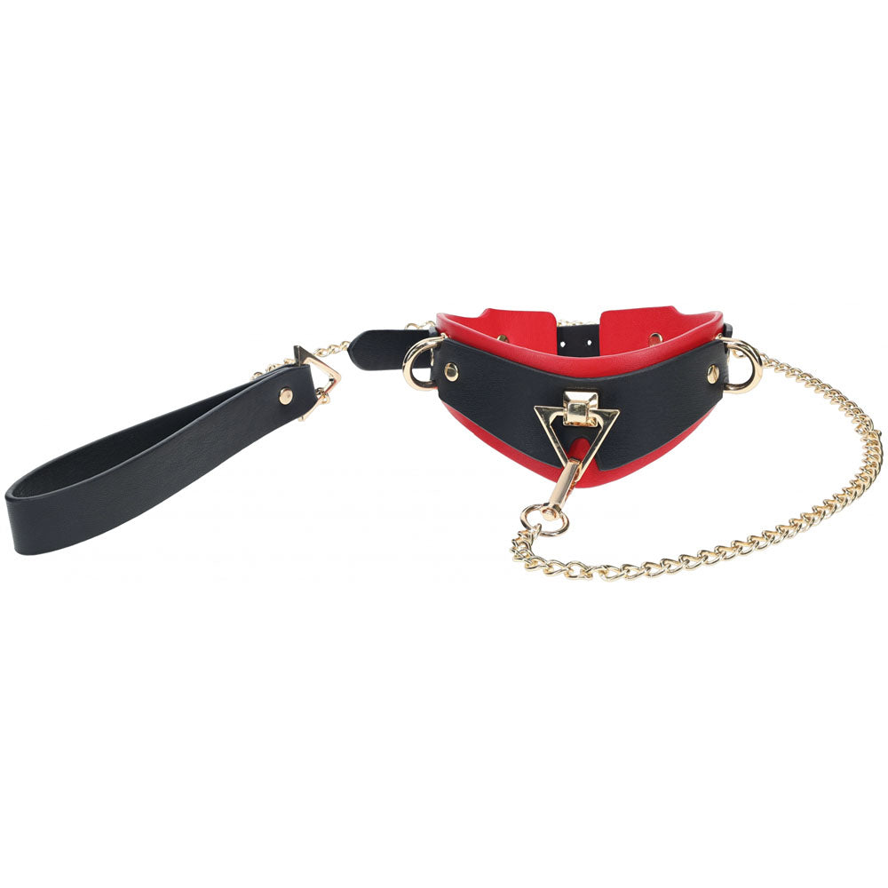 Ouch! Milan Collection Collar With Leash Black/Red Restraint