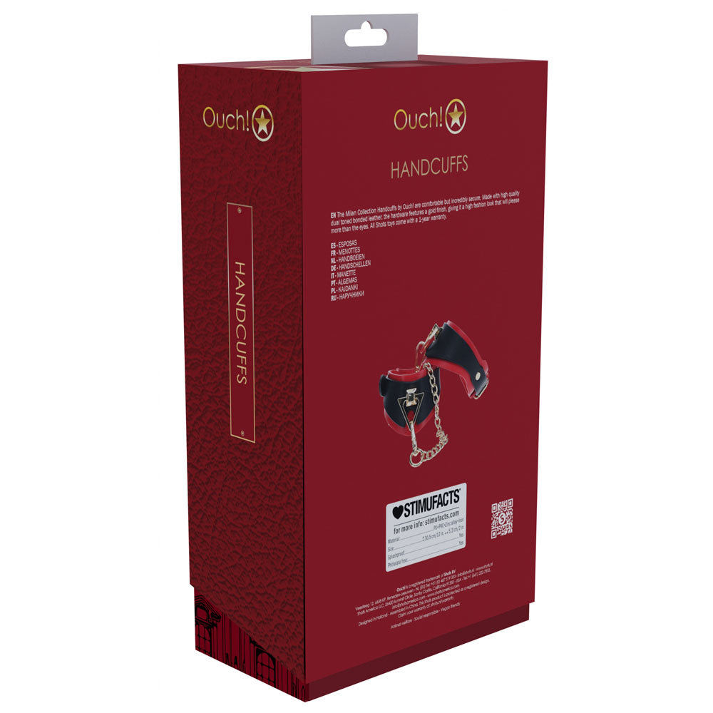 Ouch! Milan Collection Handcuffs Black/Red Restraints