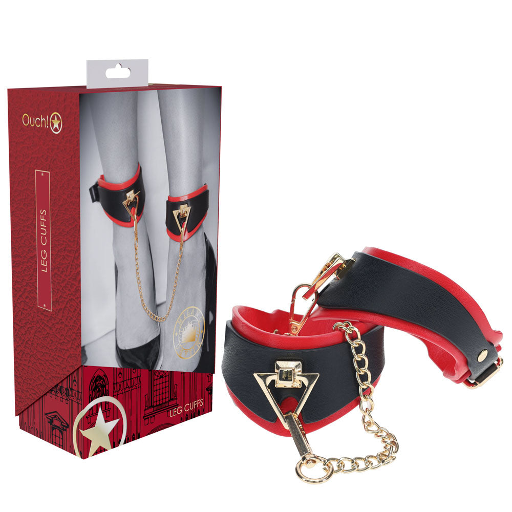 Ouch! Milan Collection Leg Cuffs Black/Red Restraints
