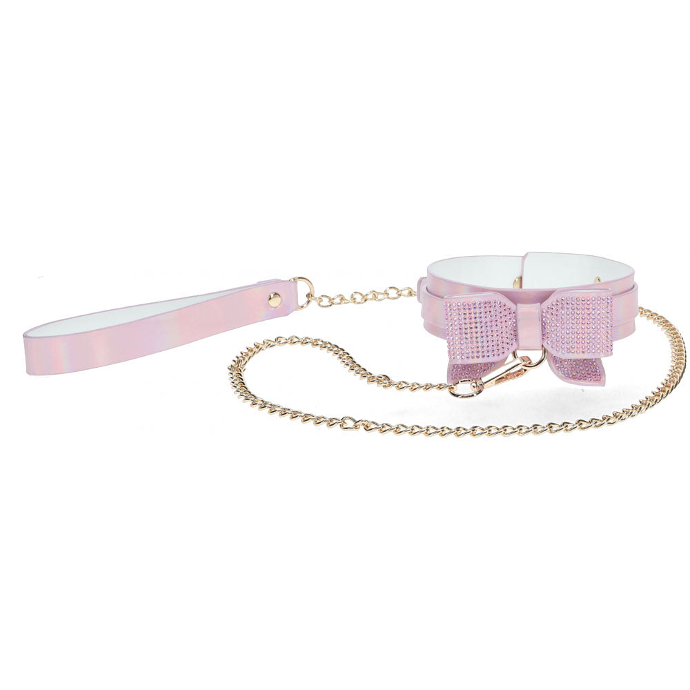 Ouch! Paris Collection Collar With Leash Pink Restraint