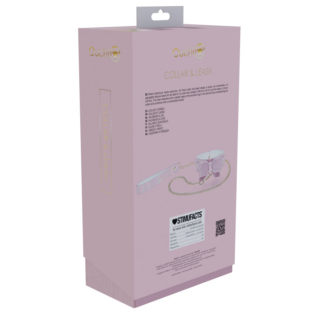 Ouch! Paris Collection Collar With Leash Pink Restraint