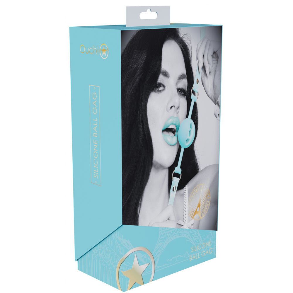 Ouch! Paris Collection Silicone Ball Gag Baby Blue Breatheable Mouth Restraint