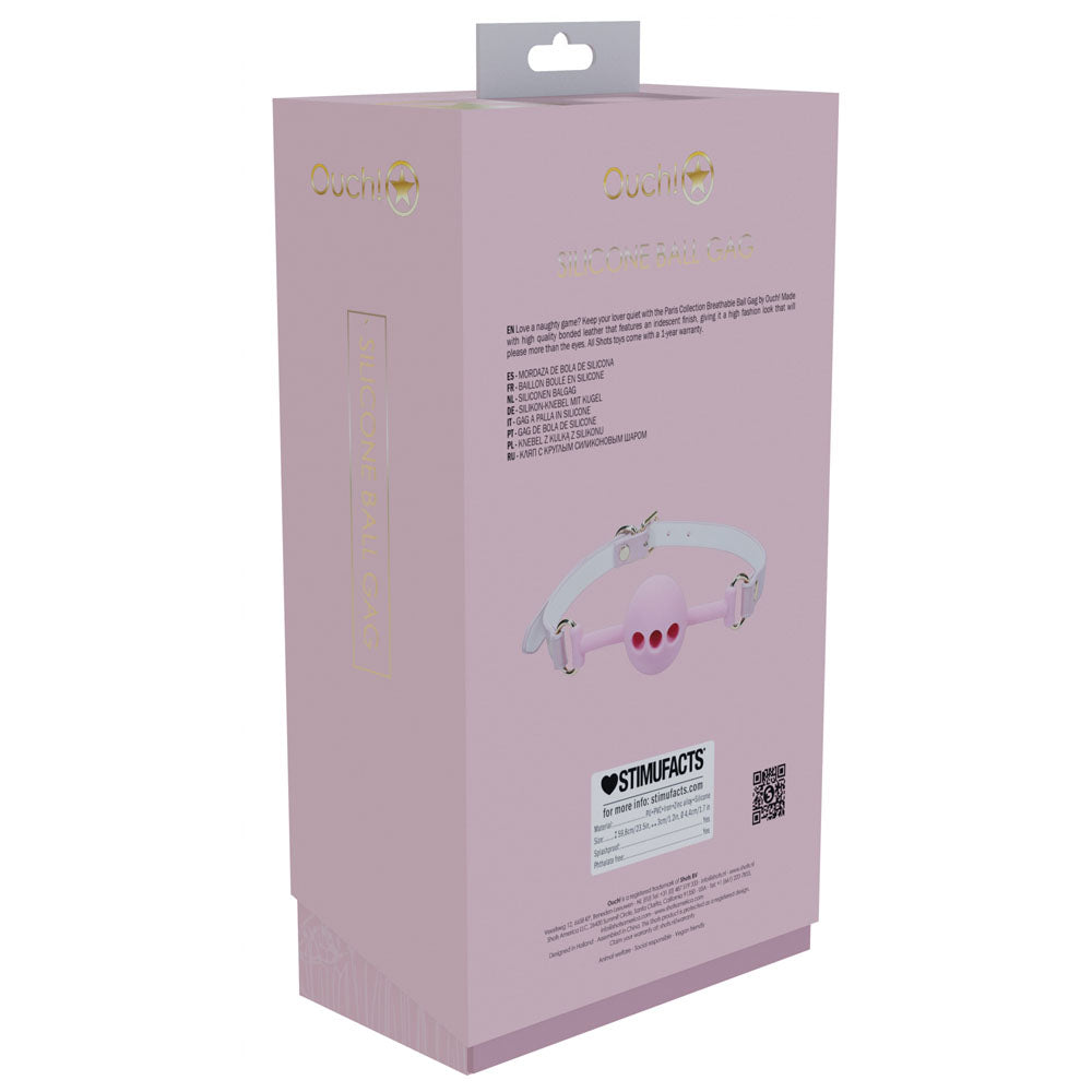 Ouch! Paris Collection Silicone Ball Gag Pink Breatheable Mouth Restraint
