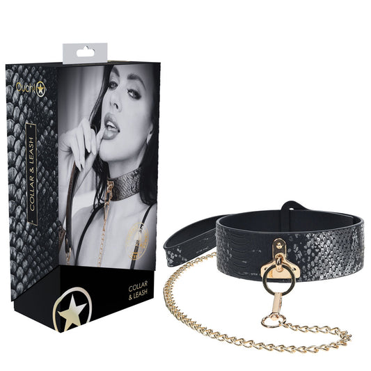 Ouch! Florence Collection Collar With Leash Black Restraint
