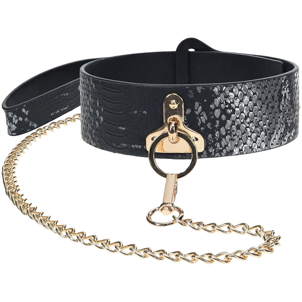 Ouch! Florence Collection Collar With Leash Black Restraint