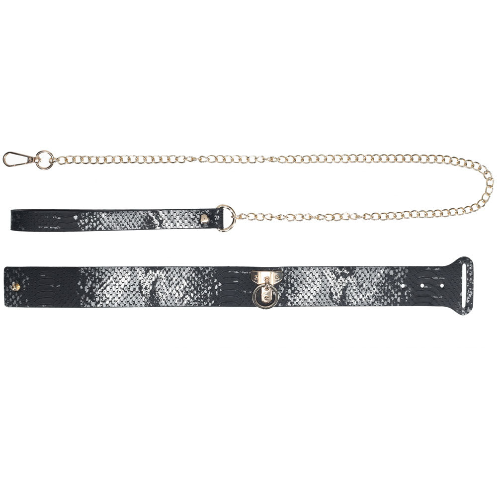 Ouch! Florence Collection Collar With Leash Black Restraint