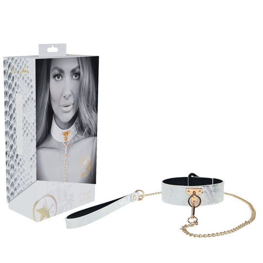 Ouch! Florence Collection Collar With Leash White Restraint