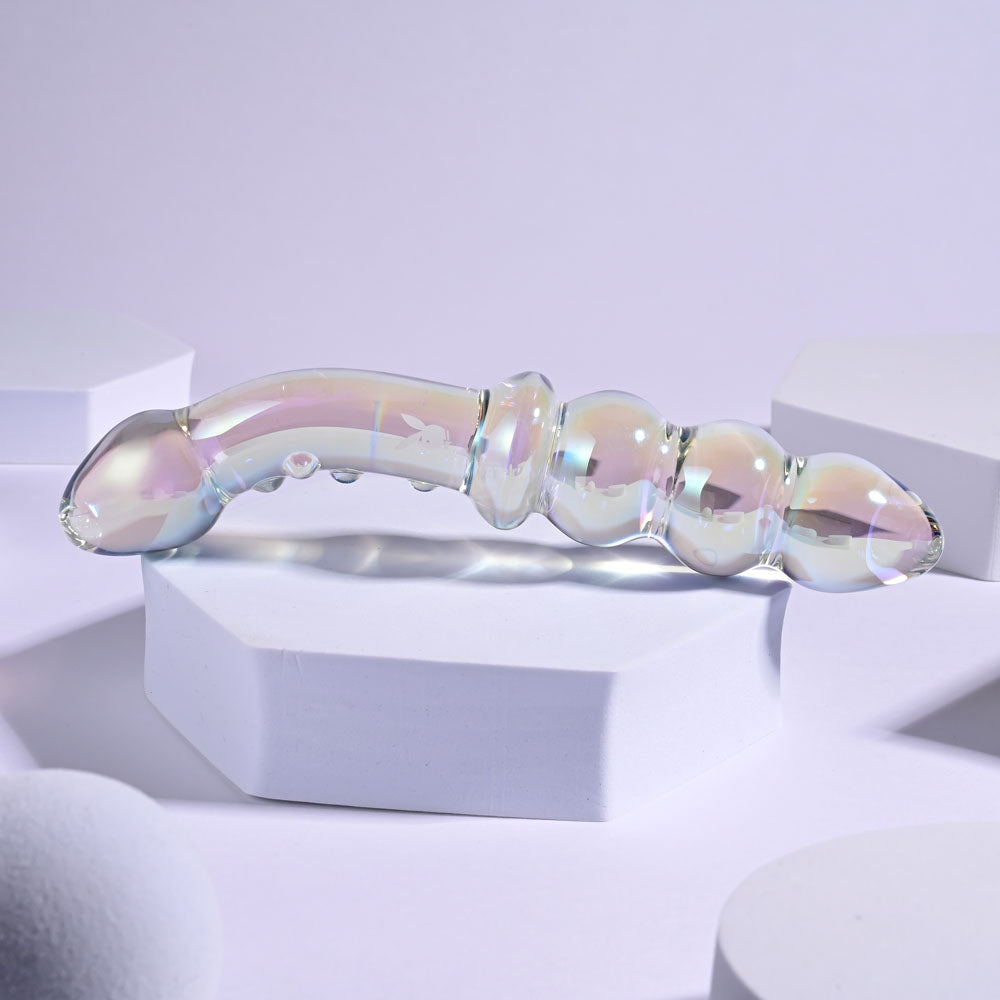 Playboy Pleasure Jewels Double Clear Glass 17.1 Cm Double Ended Dildo