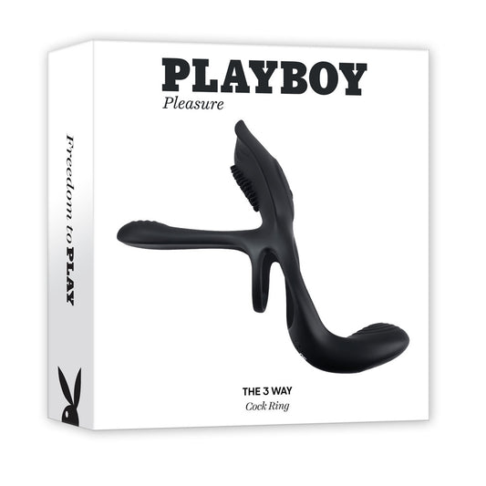 Playboy Pleasure The 3 Way Black Usb Rechargeable Vibrating Cock Ring With Wireless Remote