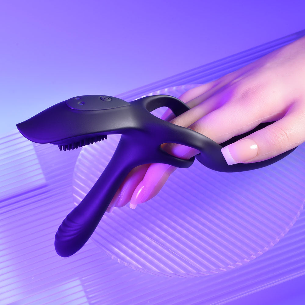 Playboy Pleasure The 3 Way Black Usb Rechargeable Vibrating Cock Ring With Wireless Remote