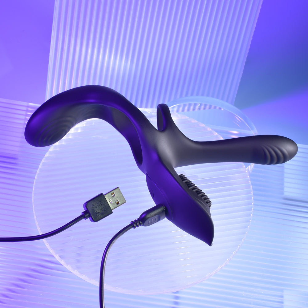 Playboy Pleasure The 3 Way Black Usb Rechargeable Vibrating Cock Ring With Wireless Remote