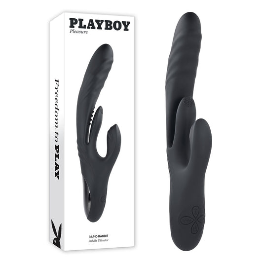 Playboy Pleasure Rapid Rabbit Black 26.4 Cm Usb Rechargeable Rabbit Vibrator