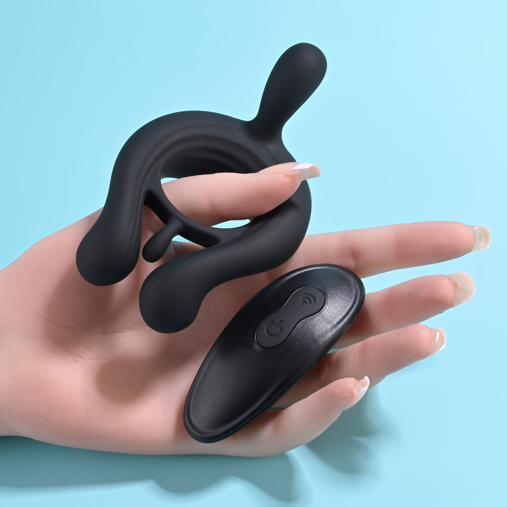 Playboy Pleasure Triple Play Black Usb Rechargeable Cock Ring With Wireless Remote