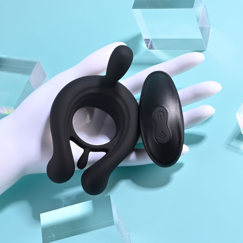 Playboy Pleasure Triple Play Black Usb Rechargeable Cock Ring With Wireless Remote