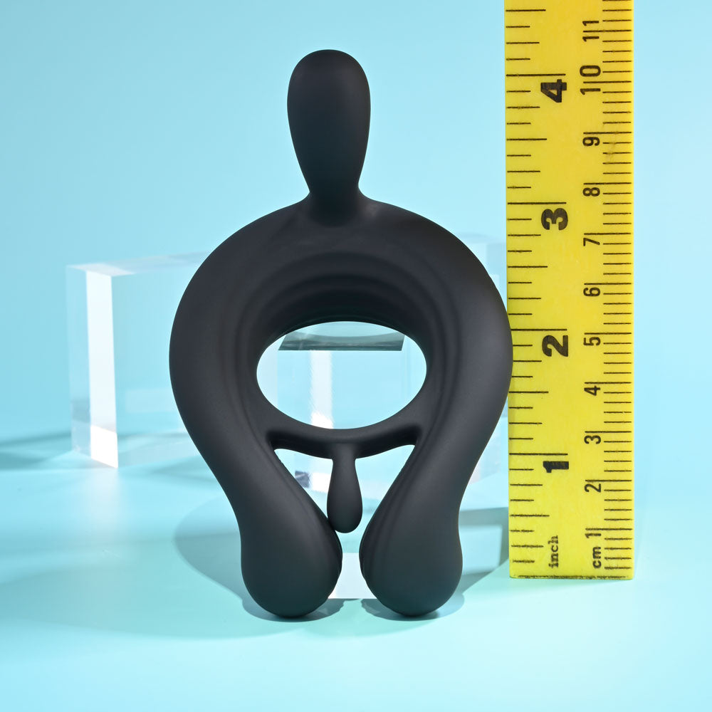 Playboy Pleasure Triple Play Black Usb Rechargeable Cock Ring With Wireless Remote
