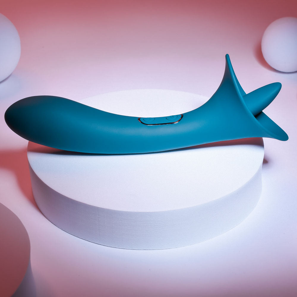 Playboy Pleasure True Indulgence Teal 21.3 Cm Usb Rechargeable Vibrator With Flicking Tip