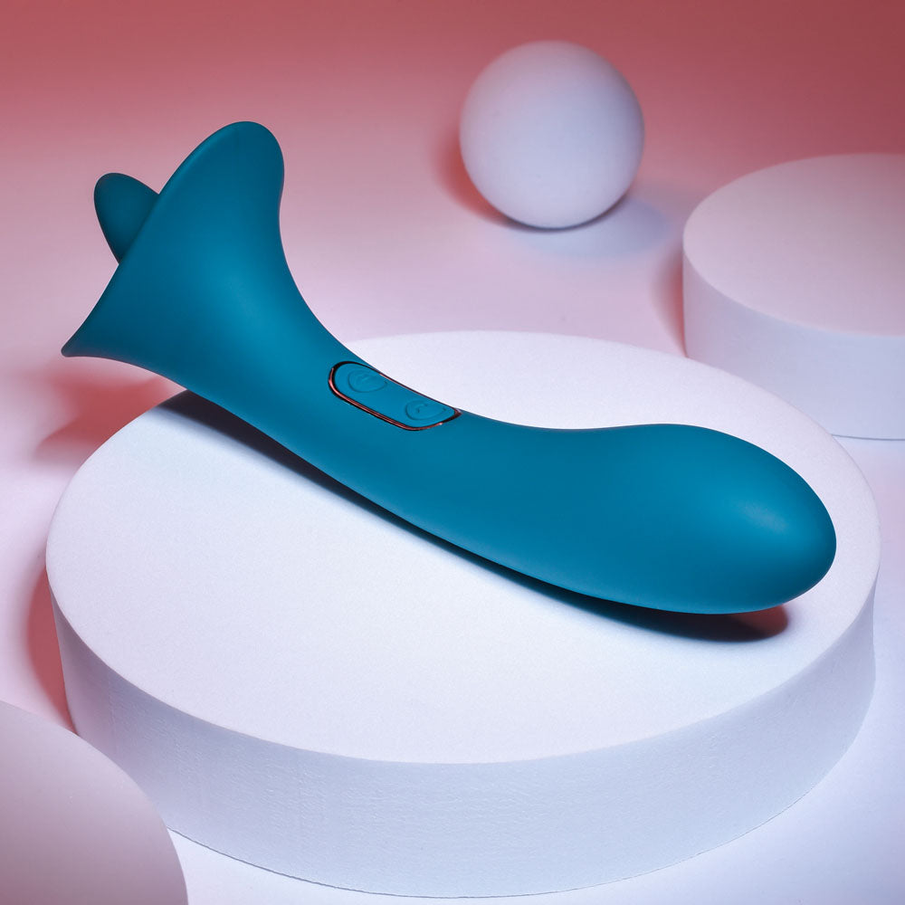 Playboy Pleasure True Indulgence Teal 21.3 Cm Usb Rechargeable Vibrator With Flicking Tip
