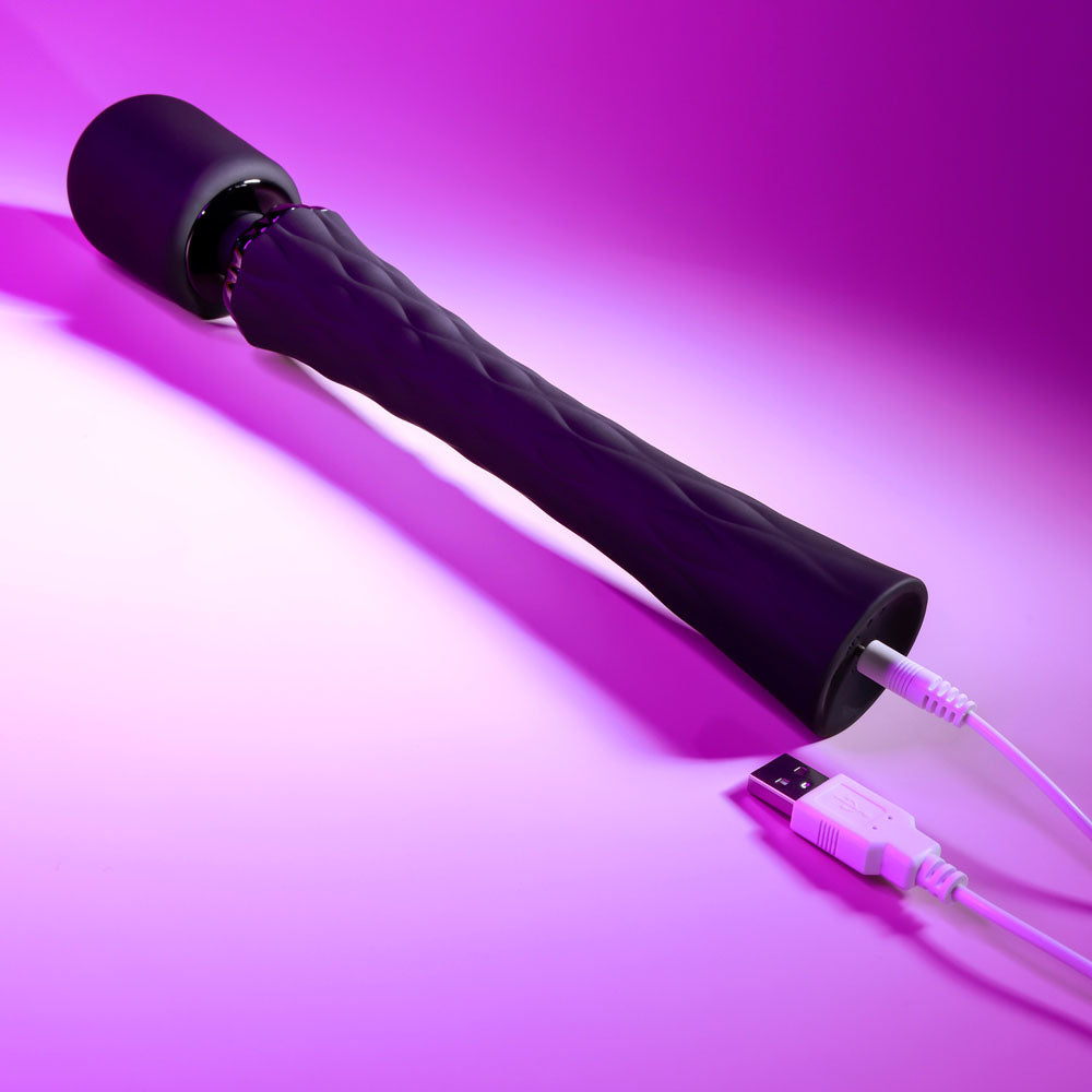 Playboy Pleasure Royal Black 29.2 Cm Usb Rechargeable Massage Wand