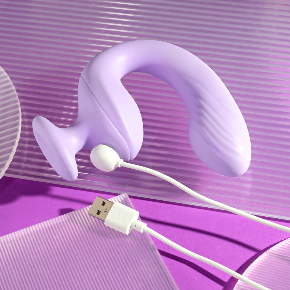 Playboy Pleasure Rev Me Up Purple Usb Rechargeable Dual Motor Curved Vibrator