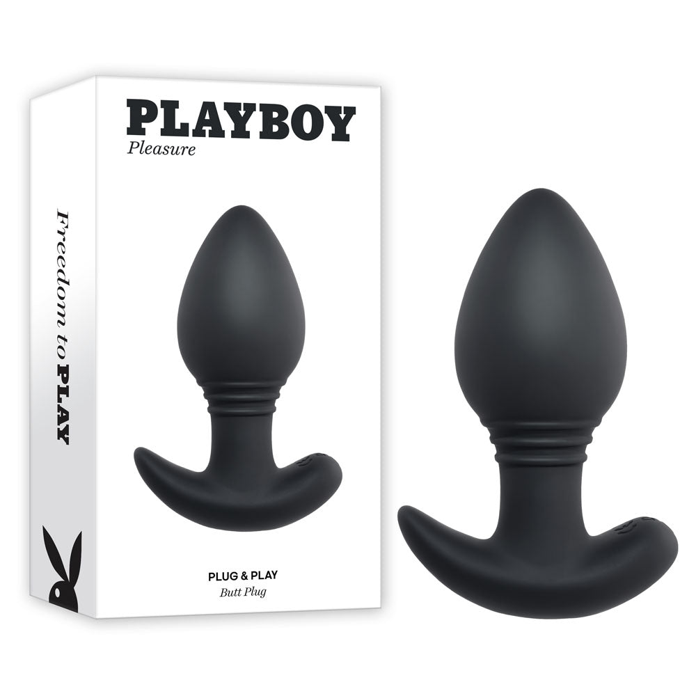 Playboy Pleasure Plug & Play Black 10.3 Cm Usb Rechargeable Vibrating Butt Plug With Wireless Remote
