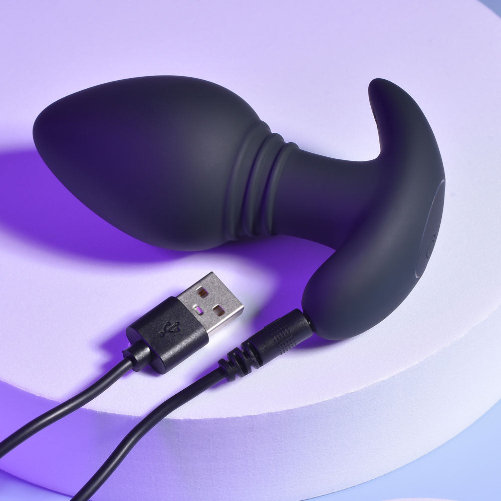 Playboy Pleasure Plug & Play Black 10.3 Cm Usb Rechargeable Vibrating Butt Plug With Wireless Remote