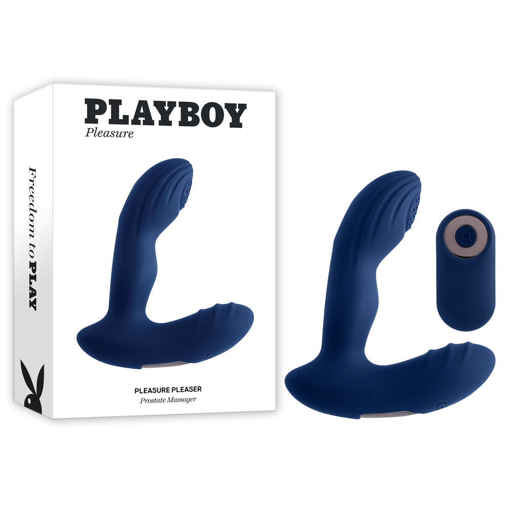 Playboy Pleasure Pleasure Pleaser Blue Usb Rechargeable Vibrating Prostate Massager With Wireless Remote