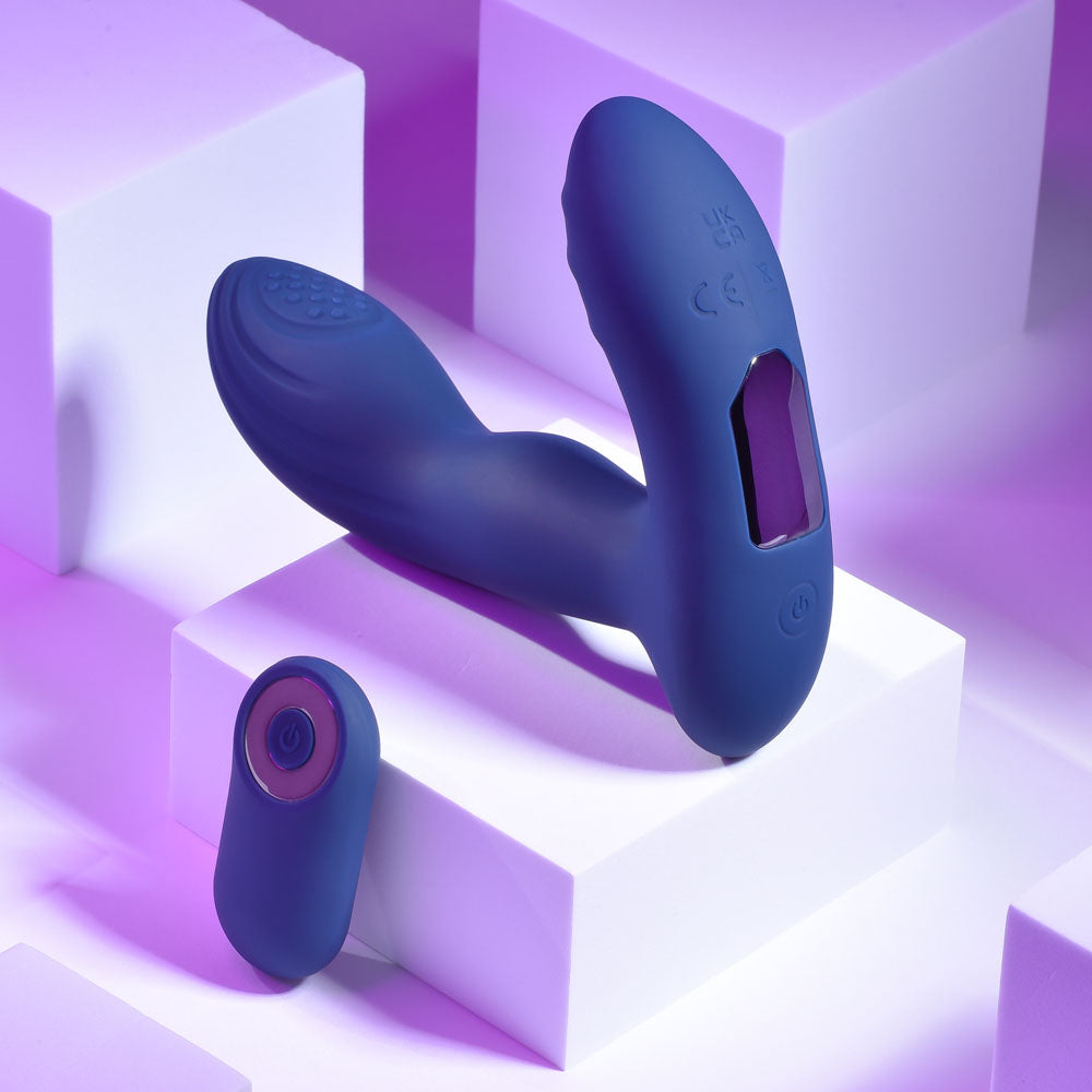 Playboy Pleasure Pleasure Pleaser Blue Usb Rechargeable Vibrating Prostate Massager With Wireless Remote