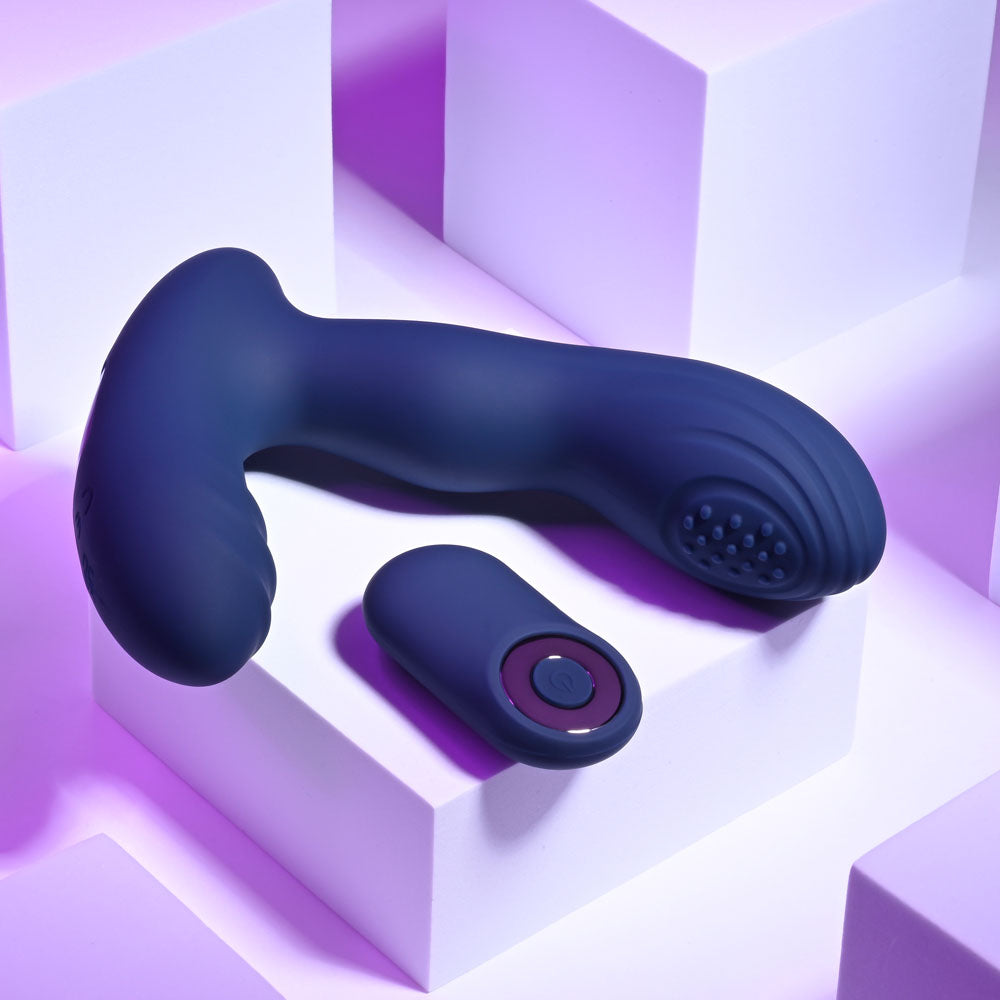 Playboy Pleasure Pleasure Pleaser Blue Usb Rechargeable Vibrating Prostate Massager With Wireless Remote