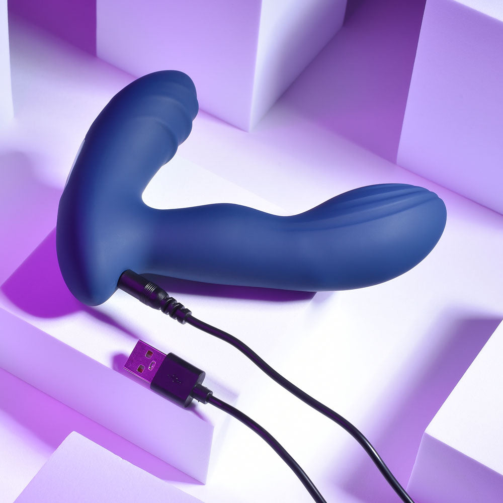 Playboy Pleasure Pleasure Pleaser Blue Usb Rechargeable Vibrating Prostate Massager With Wireless Remote