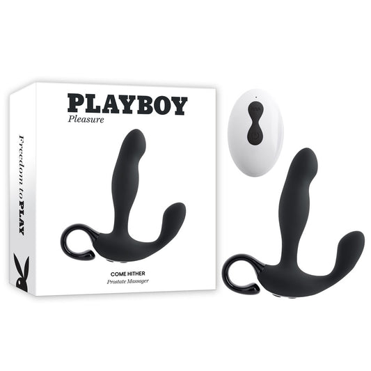 Playboy Pleasure Come Hither Black 13.2 Cm Usb Rechargeable Vibrating Prostate Massager With Wireless Remote Control