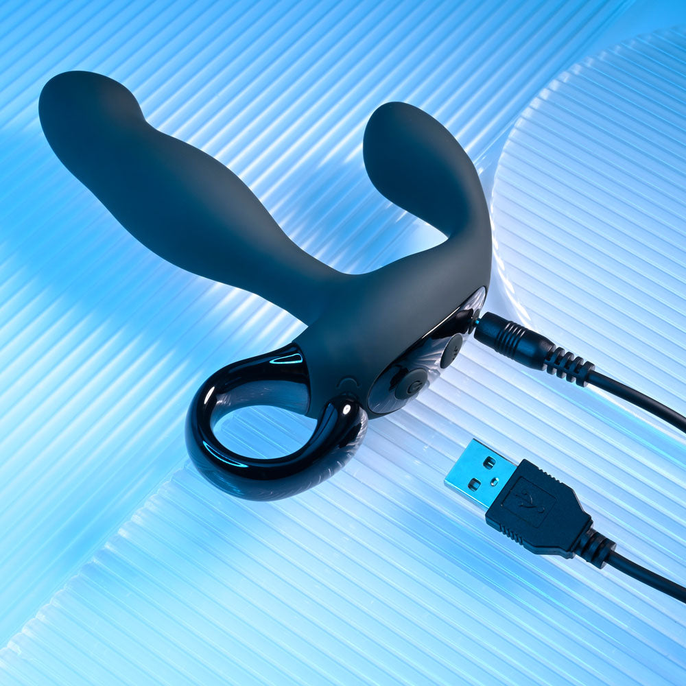 Playboy Pleasure Come Hither Black 13.2 Cm Usb Rechargeable Vibrating Prostate Massager With Wireless Remote Control
