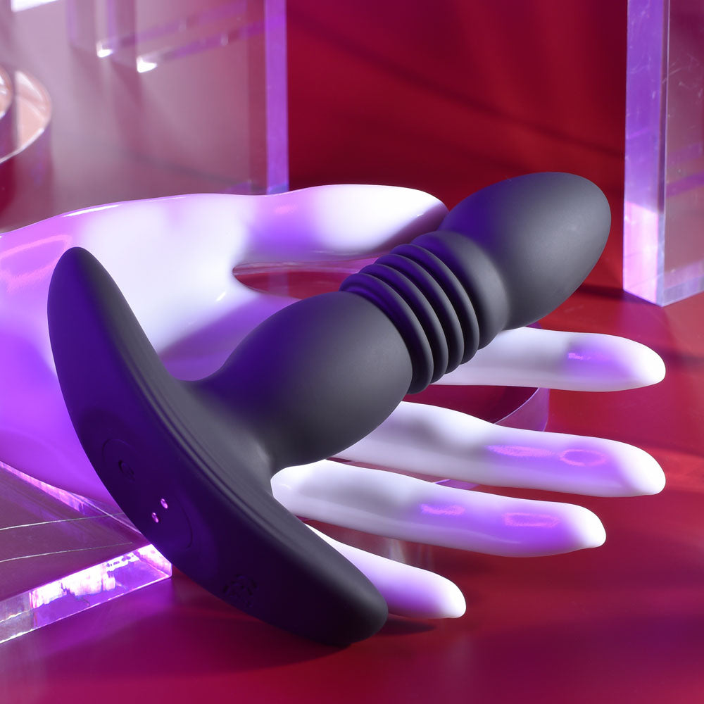 Playboy Pleasure Trust The Thrust Black 13.7 Cm Usb Rechargeable Thrusting Butt Plug With Wireless Remote