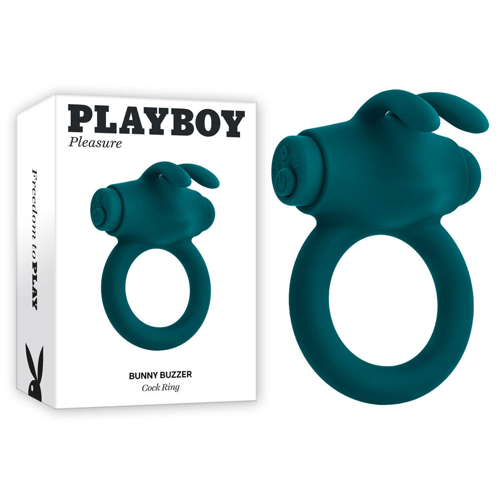 Playboy Pleasure Bunny Buzzer Green Usb Rechargeable Vibrating Cock Ring