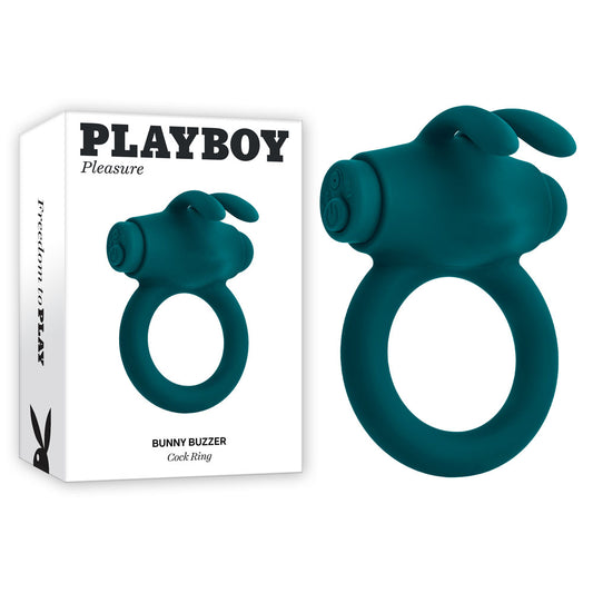 Playboy Pleasure Bunny Buzzer Green Usb Rechargeable Vibrating Cock Ring