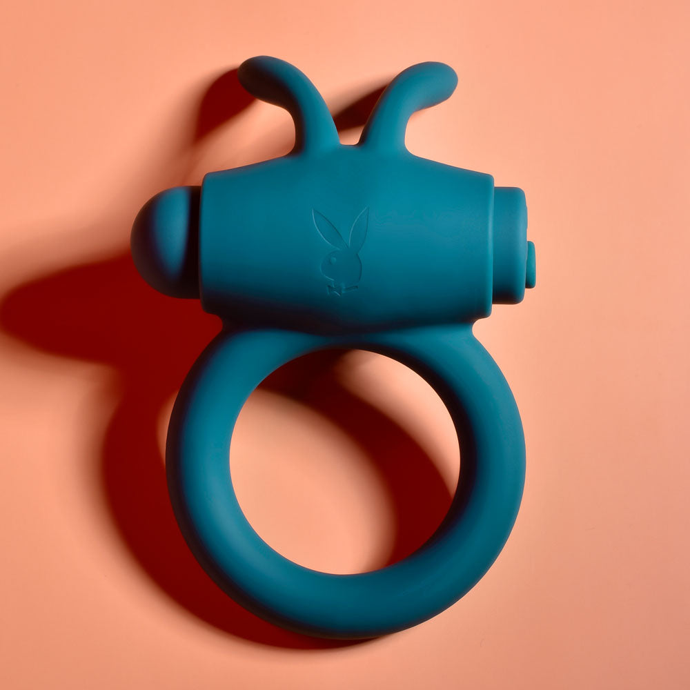 Playboy Pleasure Bunny Buzzer Green Usb Rechargeable Vibrating Cock Ring