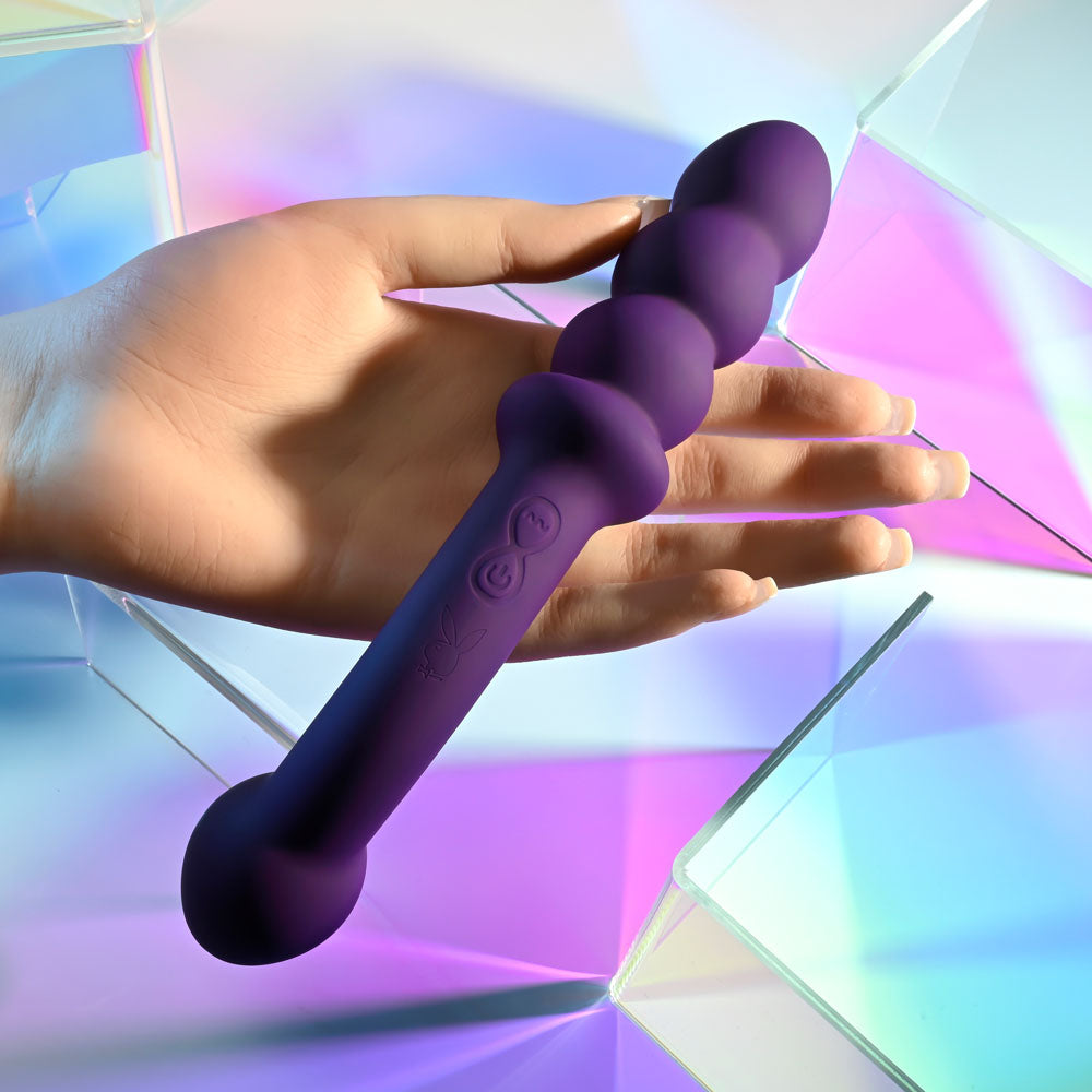 Playboy Pleasure The Seeker Purple 20.3 Cm Usb Rechargeable Double Ended Vibrator