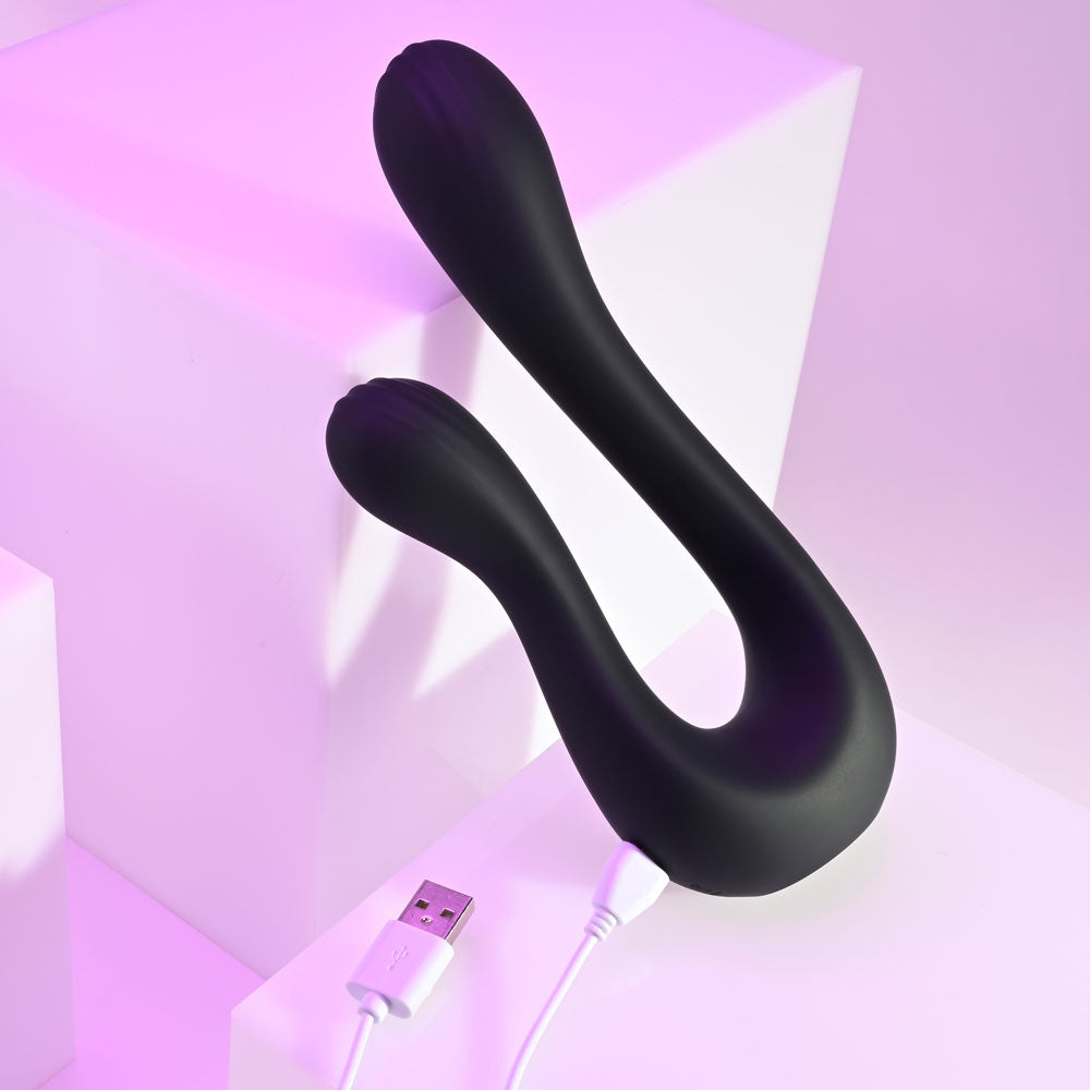 Playboy Pleasure The Swan Black Usb Rechargeable Dual Ended Vibrator