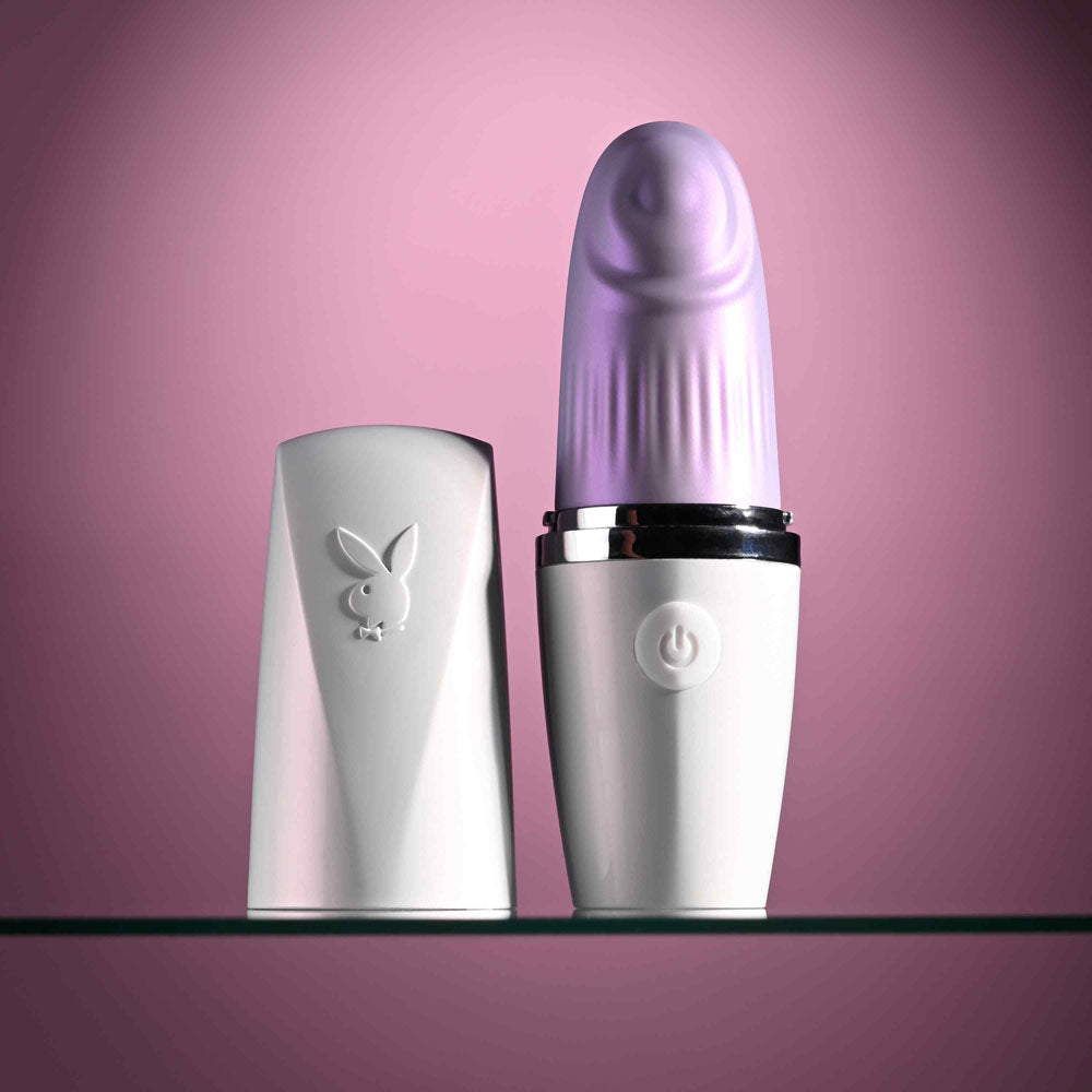 Playboy Pleasure Getaway White/Purple 14.2 Cm Usb Rechargeable Tapping Stimulator