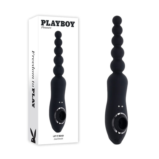Playboy Pleasure Let It Bead Black 23.1 Cm Usb Rechargeable Vibrating Anal Beads With Clitoral Suction