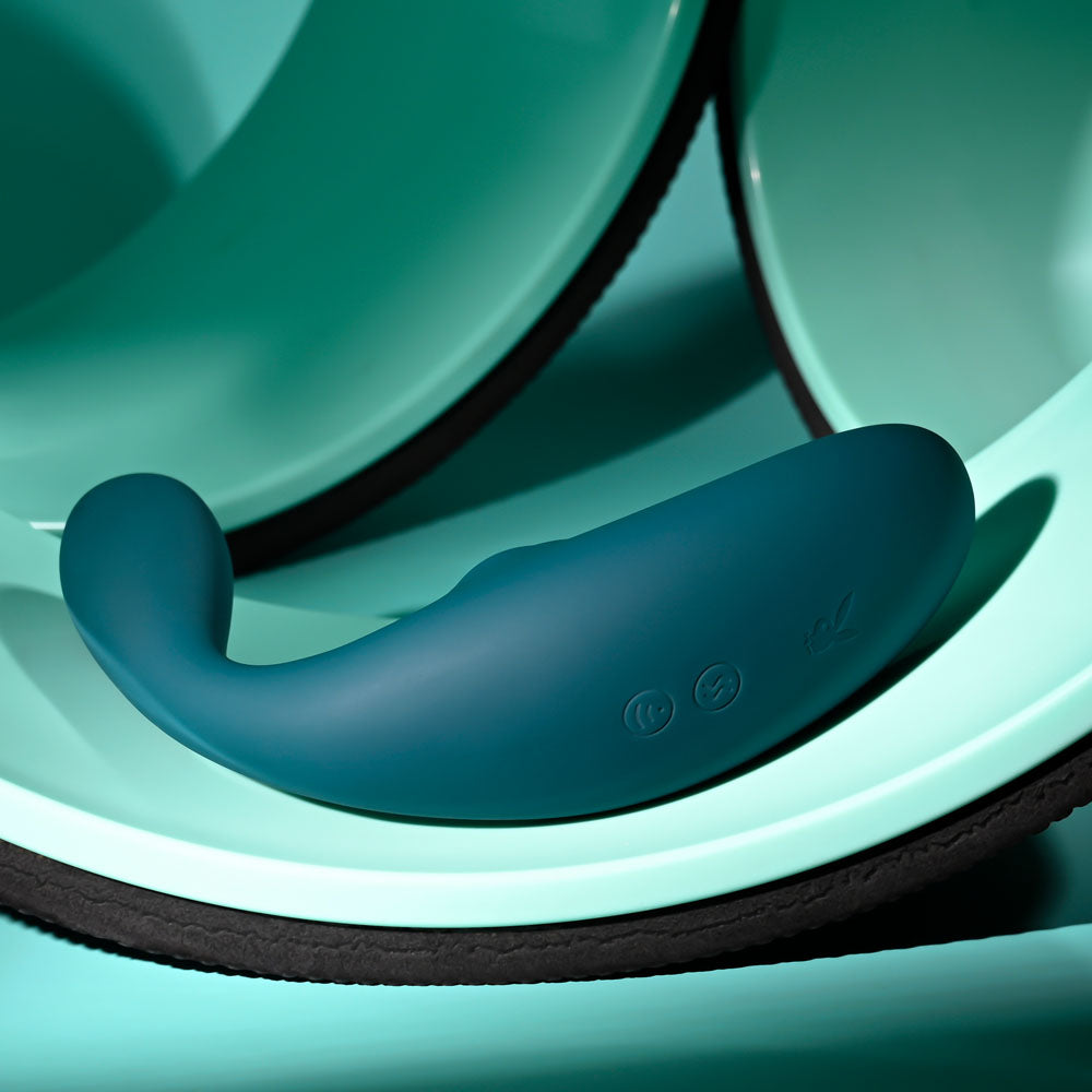 Playboy Pleasure Charmer Blue Usb Rechargeable Vibrator With Clitoral Suction