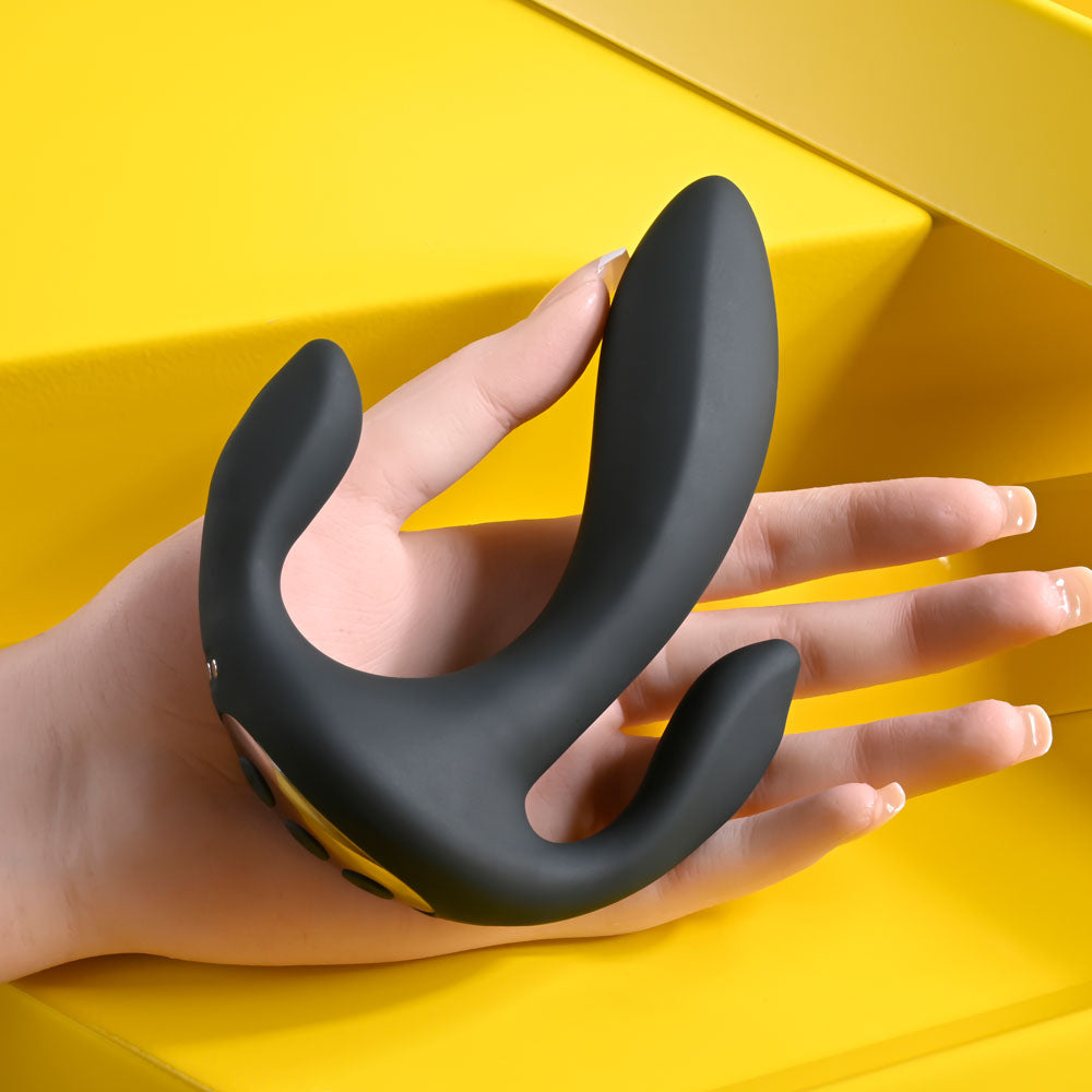 Playboy Pleasure Triple Threat Black Usb Rechargeable Triple Probe Vibrator