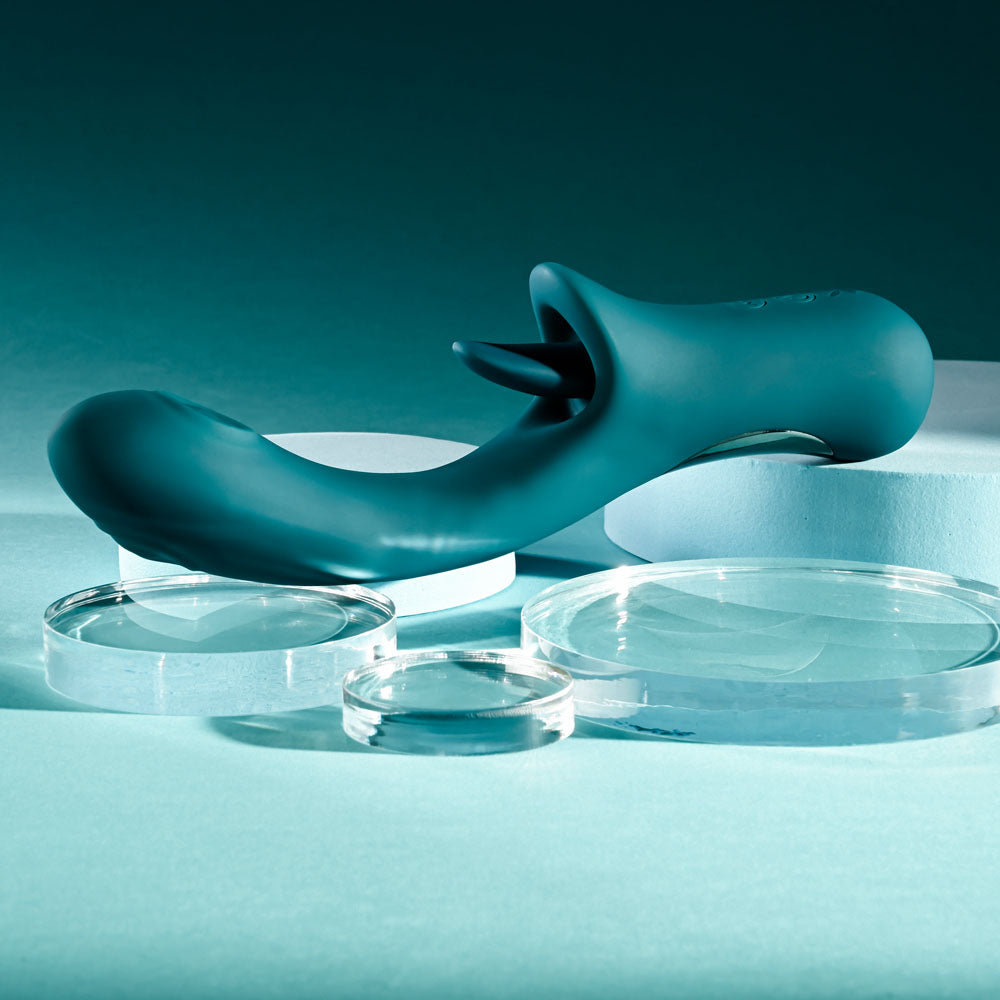 Playboy Pleasure Harmony Blue 22.9 Cm Usb Rechargeable Vibrator With Clitoral Flicker