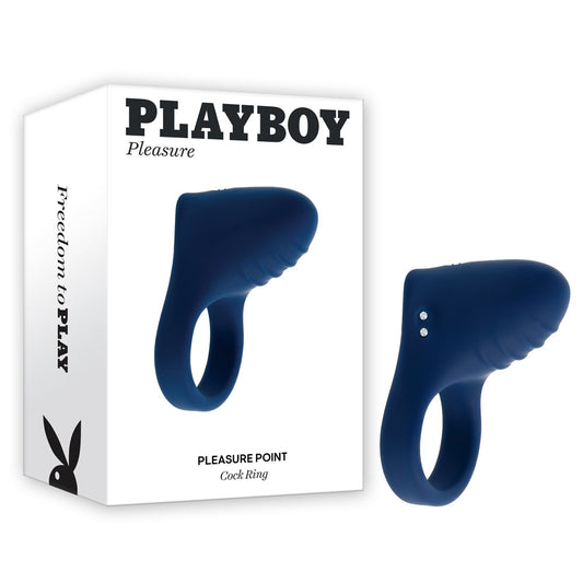 Playboy Pleasure Pleasure Point Blue Usb Rechargeable Vibrating Cock Ring